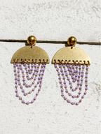 Pendientes cortina cadena lila