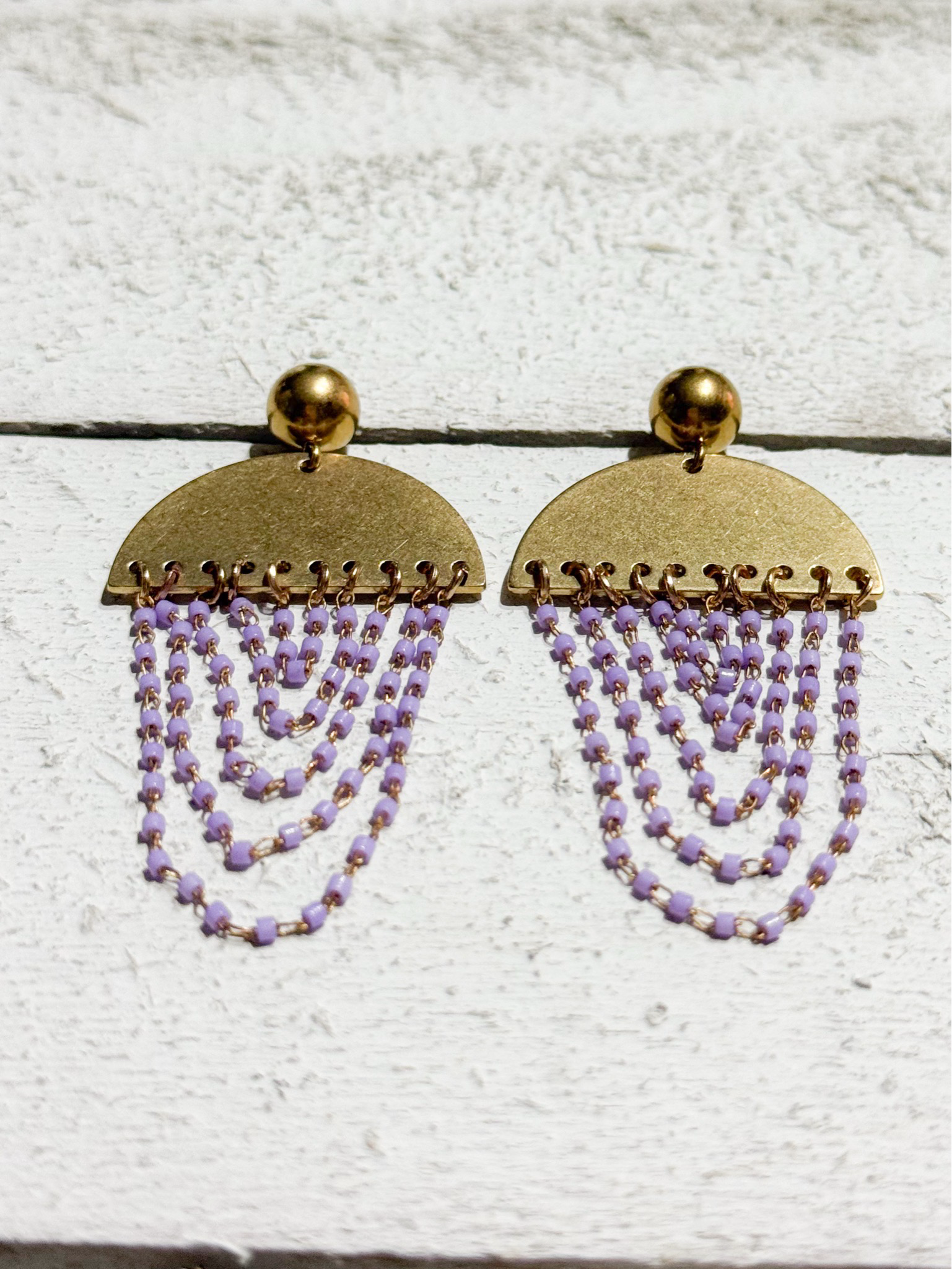 Pendientes cortina cadena lila