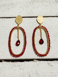 Pendientes aro oval rojo