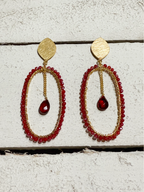 Pendientes aro oval rojo