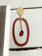 Pendientes aro oval rojo