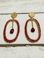 Pendientes aro oval rojo