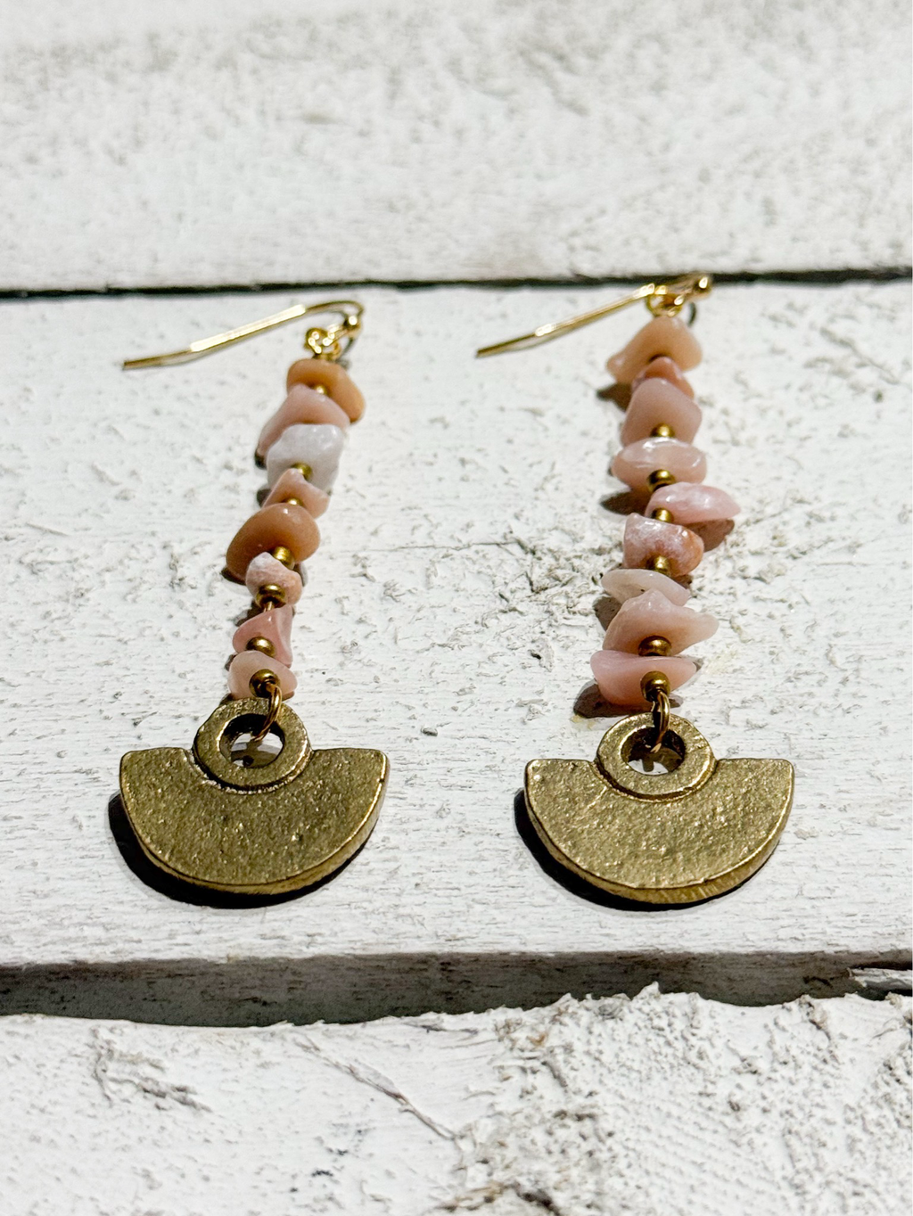 Pendientes tribal chip rosa