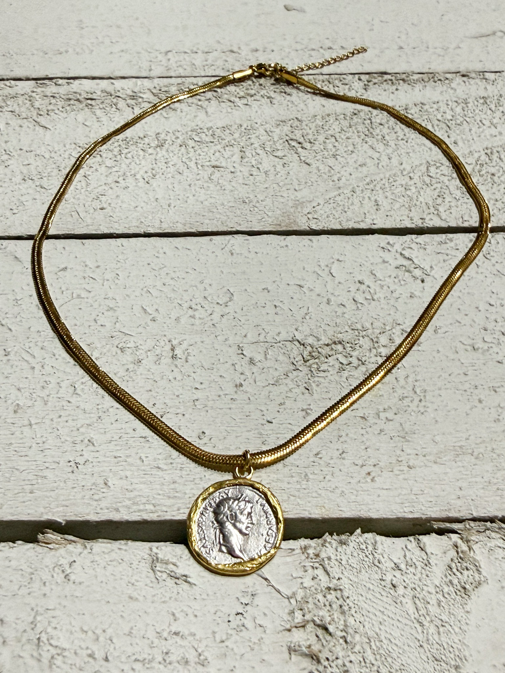 Gargantilla moneda acero reversible