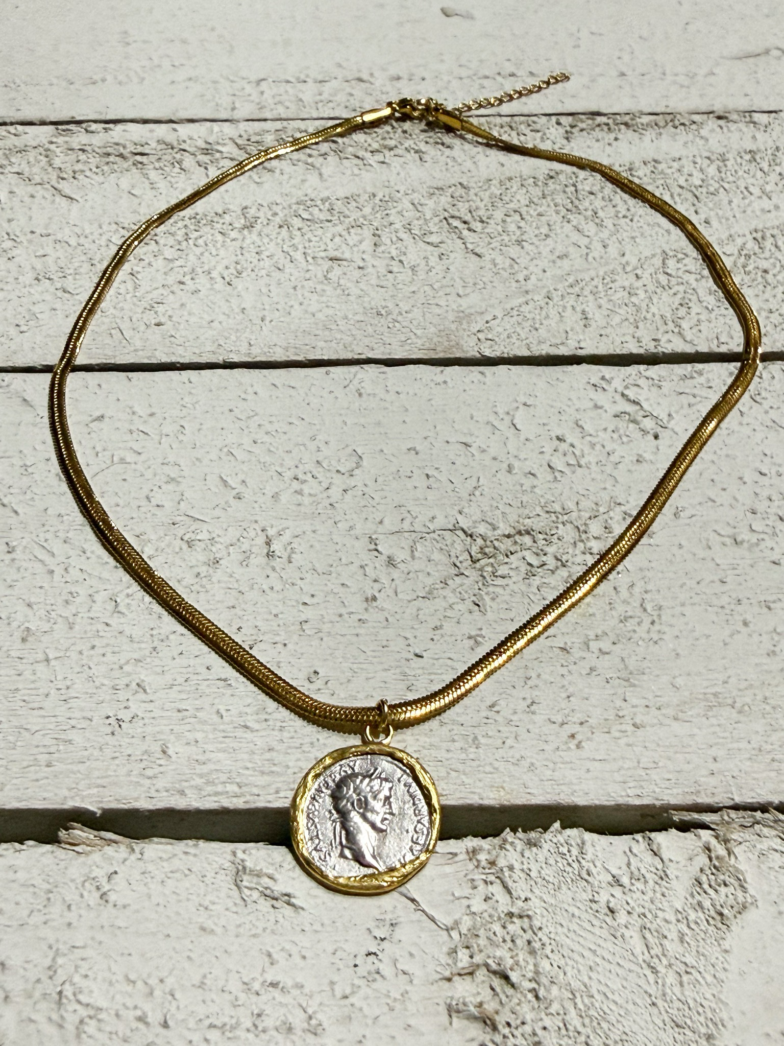 Gargantilla moneda acero reversible
