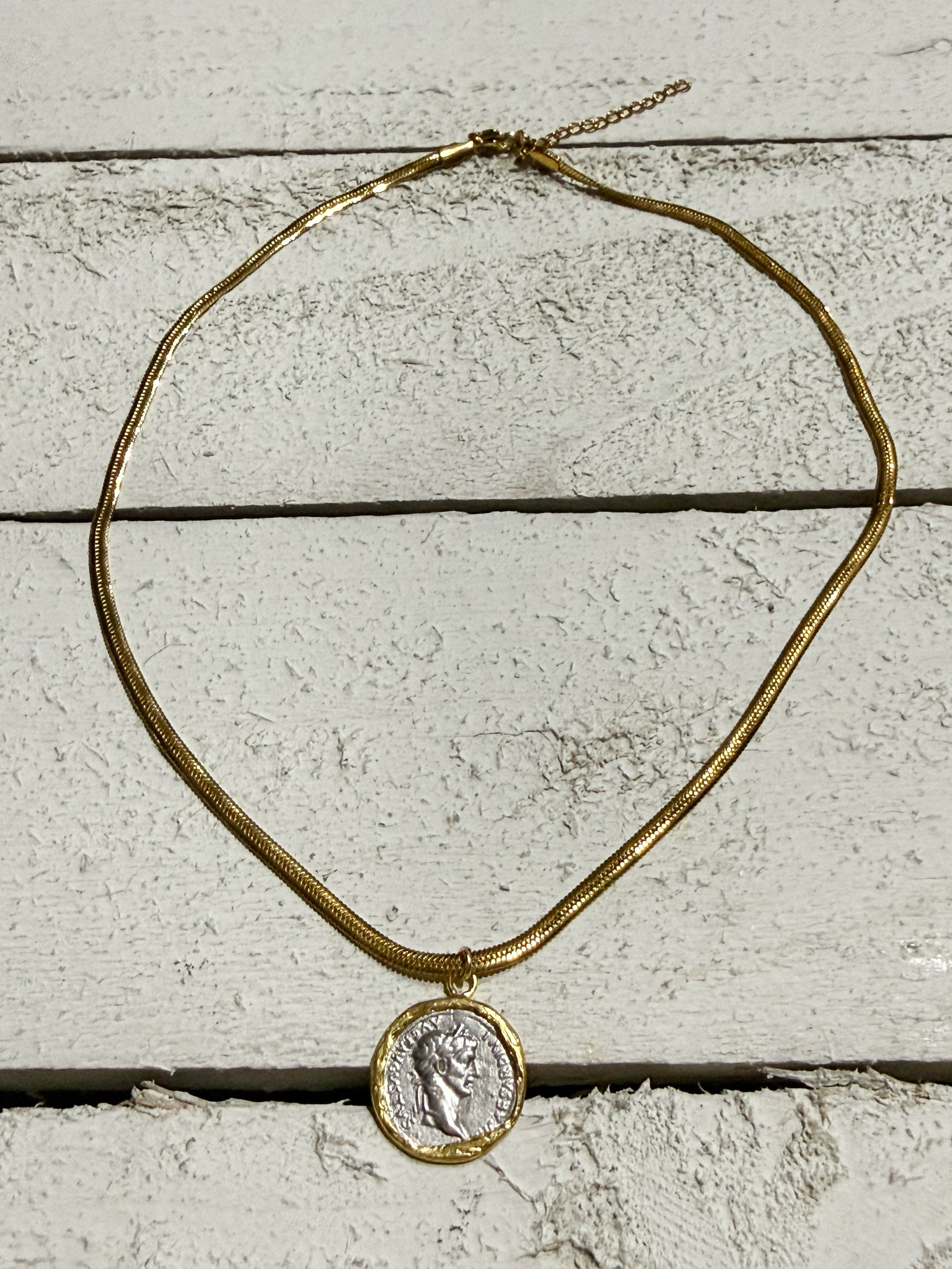 Gargantilla moneda acero reversible