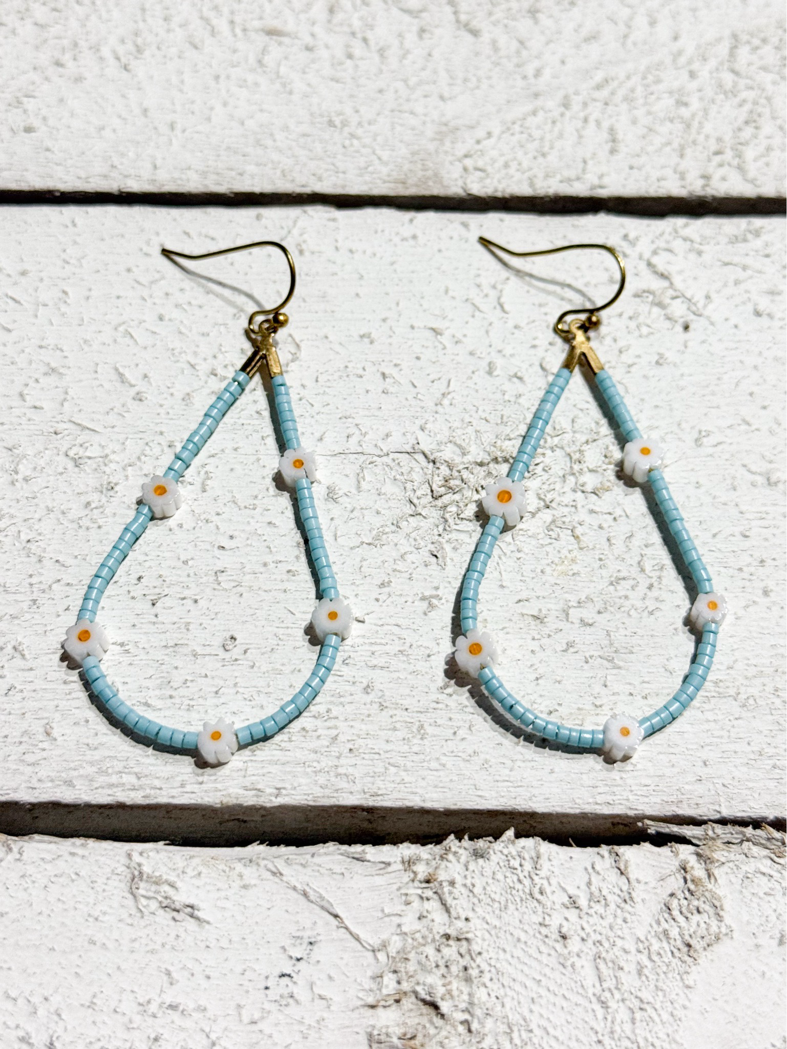Pendientes gota margaritas azules