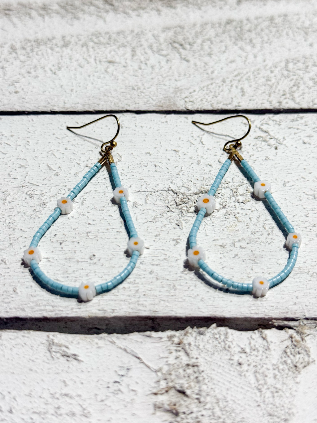 Pendientes gota margaritas azules