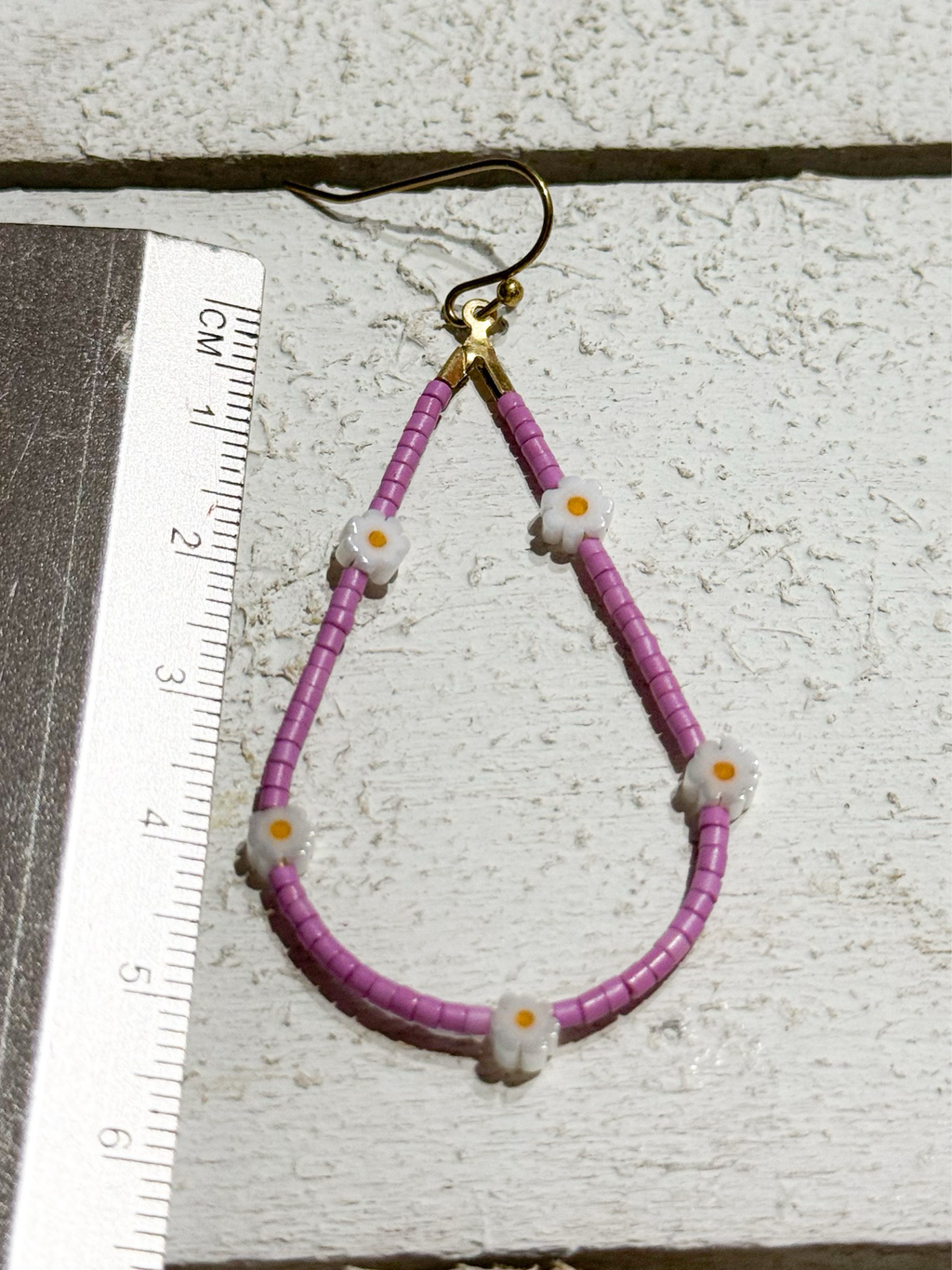 Pendientes gota margaritas buganvilla