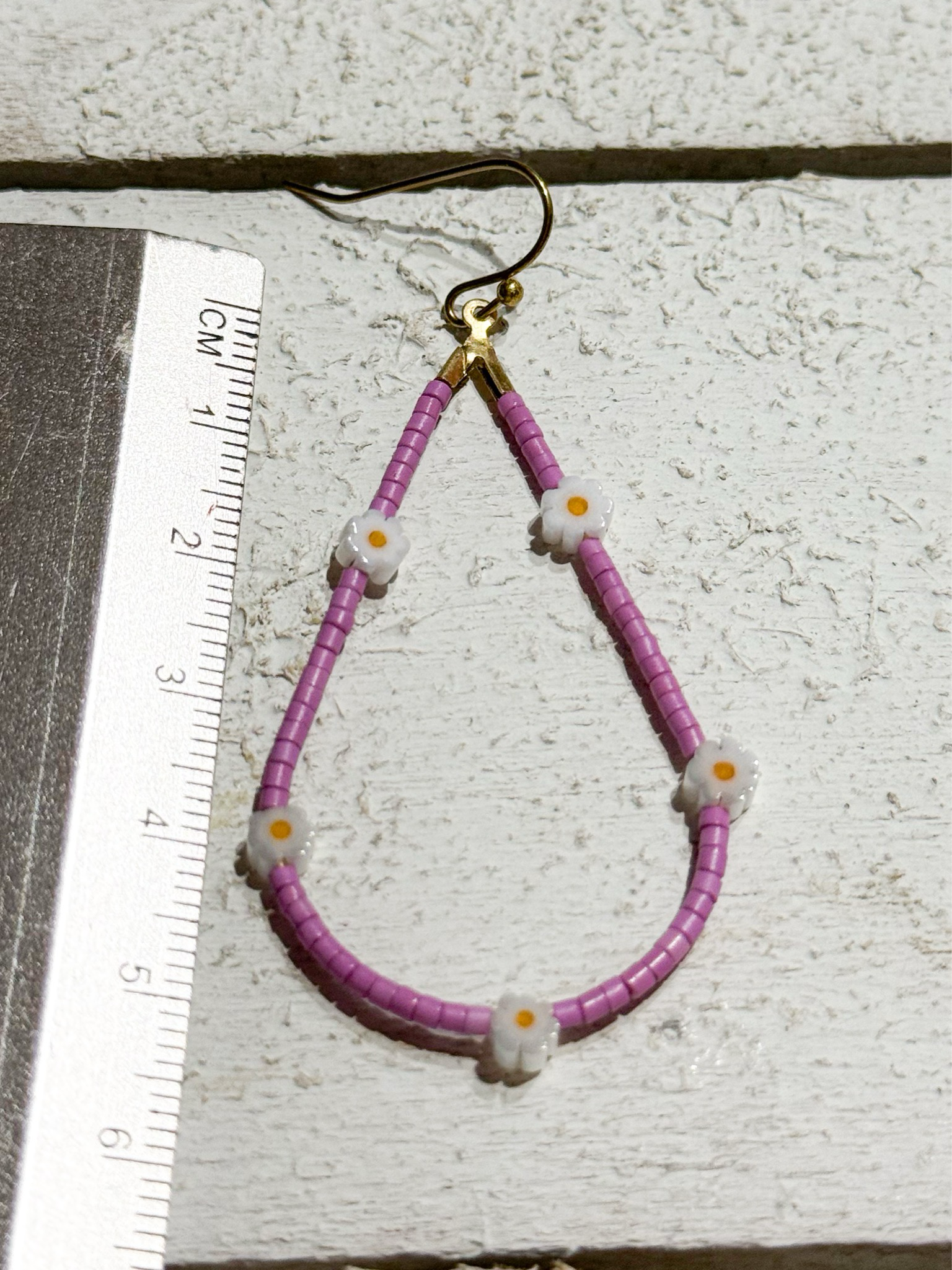Pendientes gota margaritas buganvilla