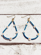 Pendientes gota margaritas azul plomo