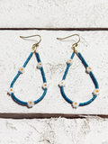 Pendientes gota margaritas azul plomo