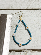 Pendientes gota margaritas azul plomo