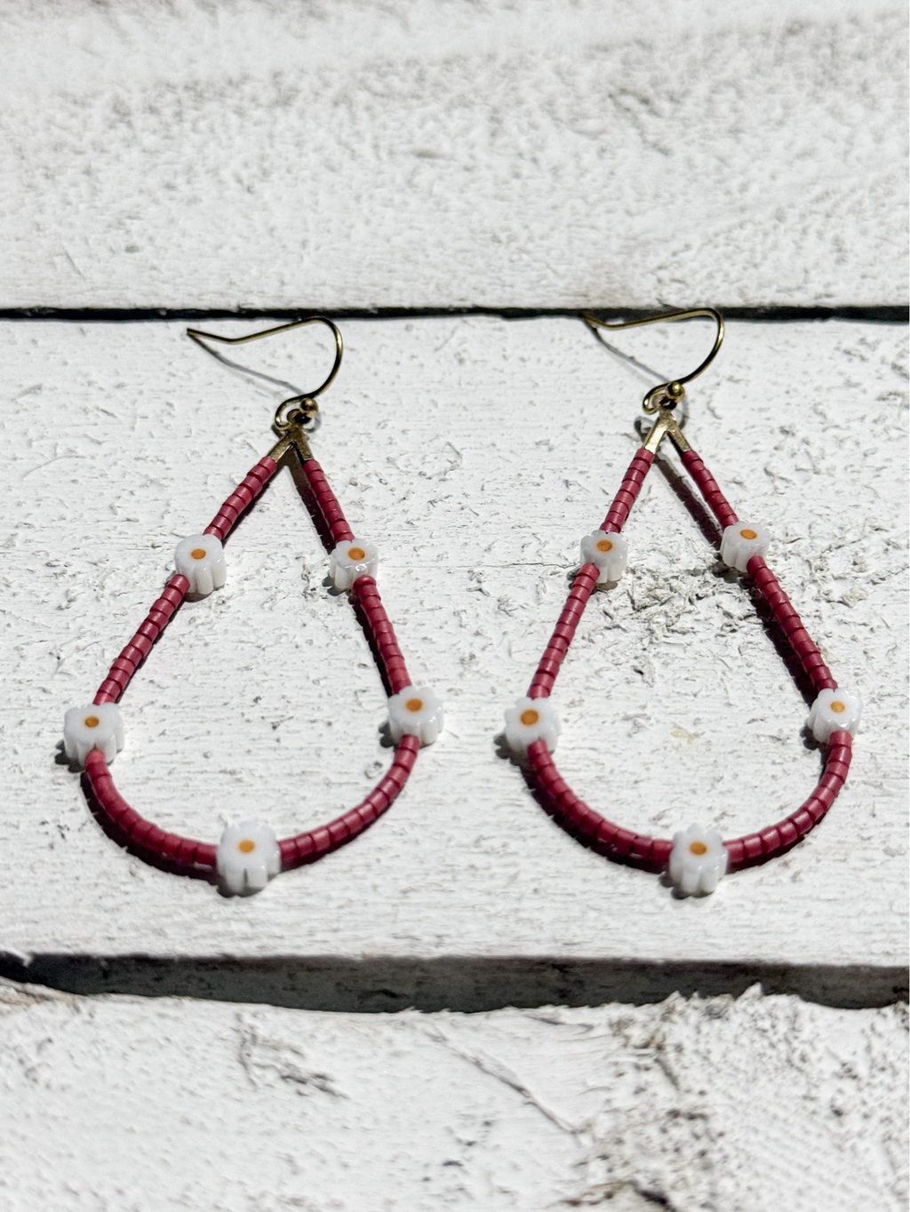 Pendientes gota margaritas terracota