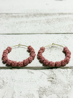 Pendientes aro pasamanería rosa