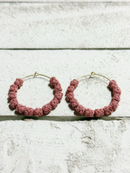 Pendientes aro pasamanería rosa