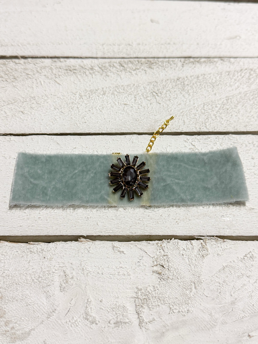 Gargantilla Choker terciopelo vintage agua