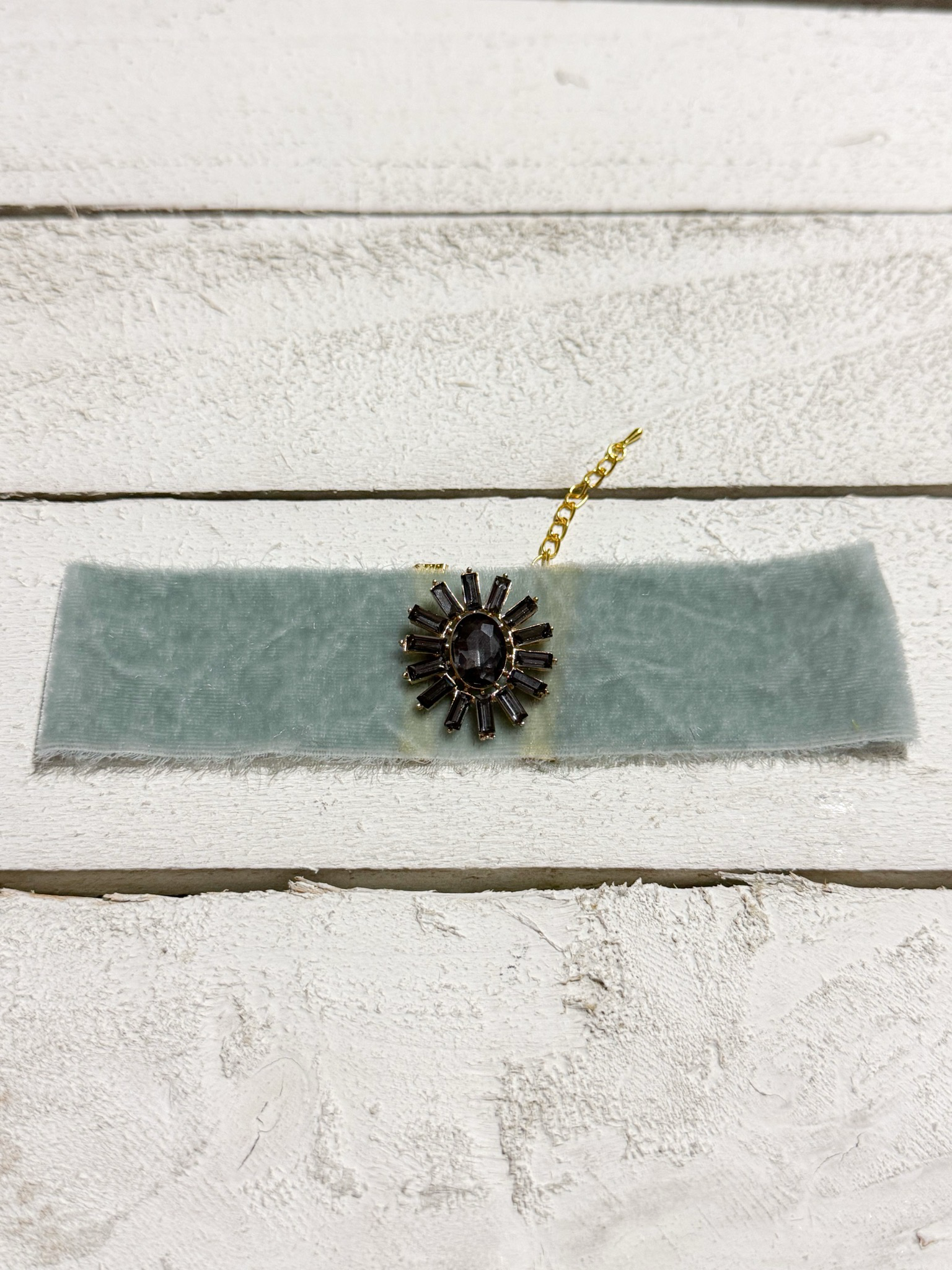 Gargantilla Choker terciopelo vintage agua