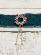 Gargantilla Choker terciopelo vintage azul plomo