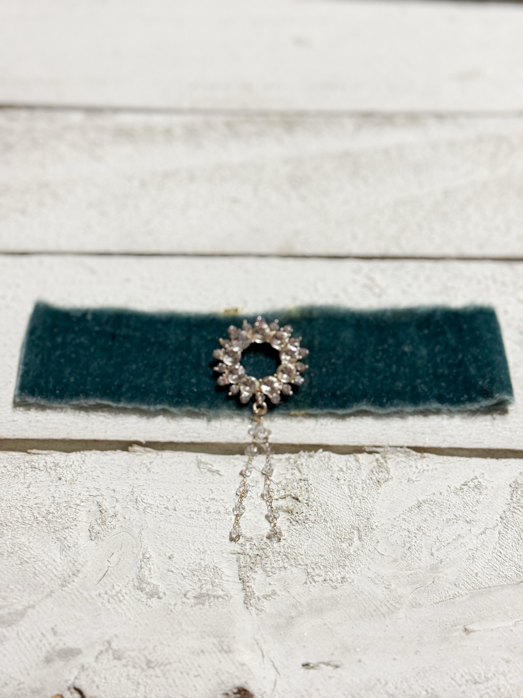 Gargantilla Choker terciopelo vintage azul plomo