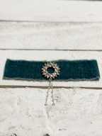 Gargantilla Choker terciopelo vintage azul plomo