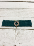 Gargantilla Choker terciopelo vintage azul plomo