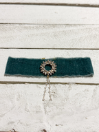 Gargantilla Choker terciopelo vintage azul plomo
