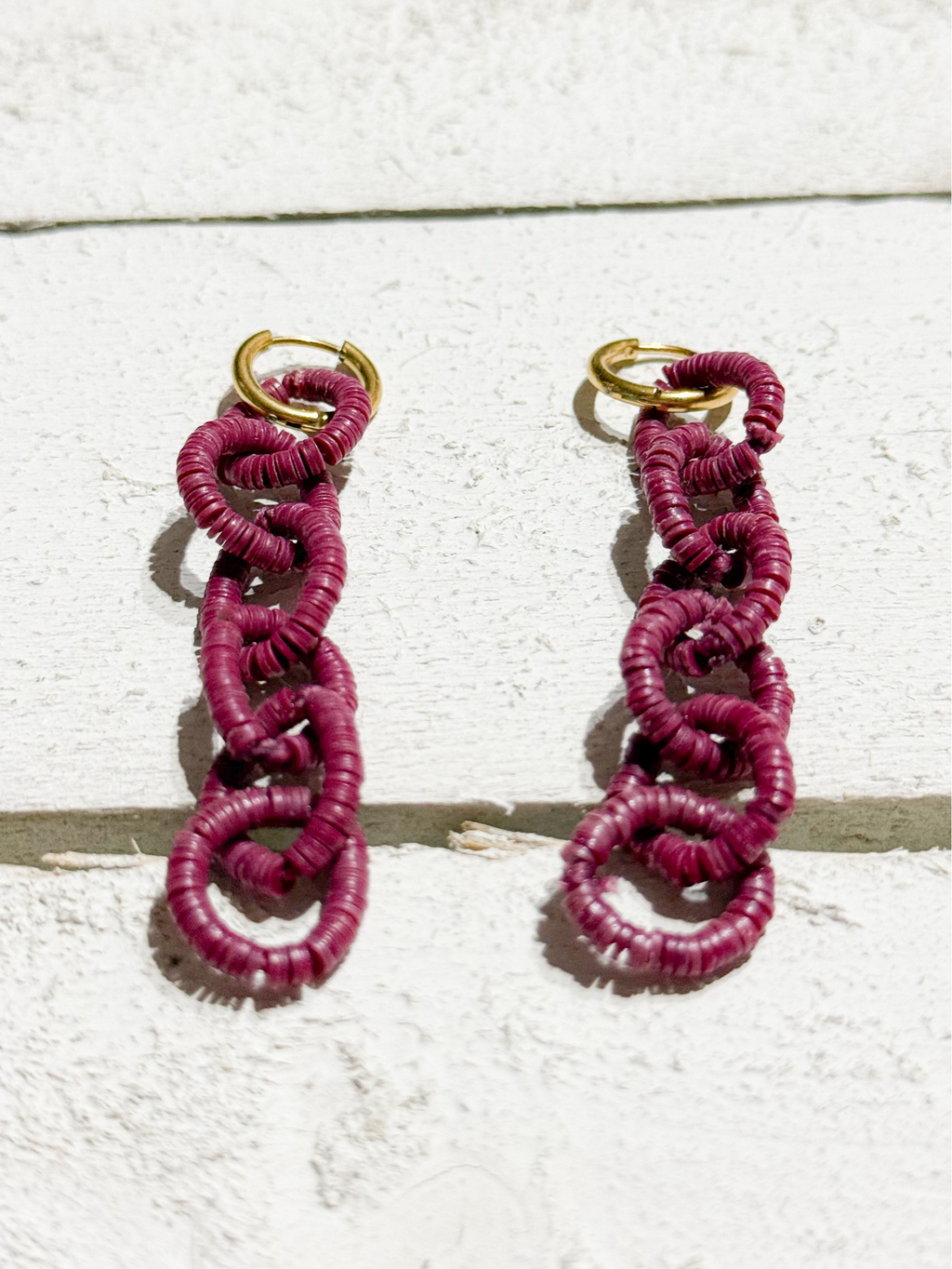Pendientes aros cadena vino