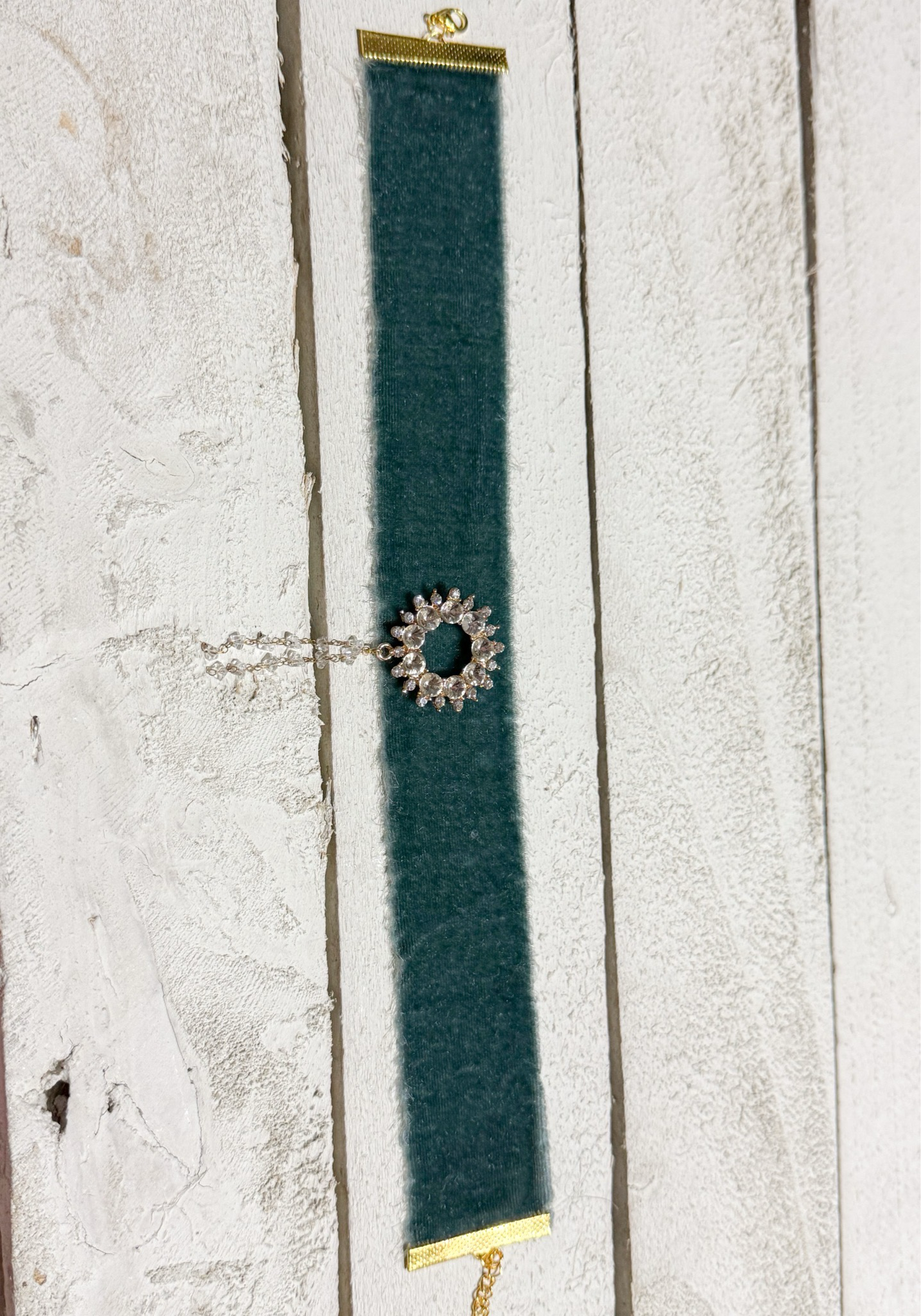 Gargantilla Choker terciopelo vintage azul plomo