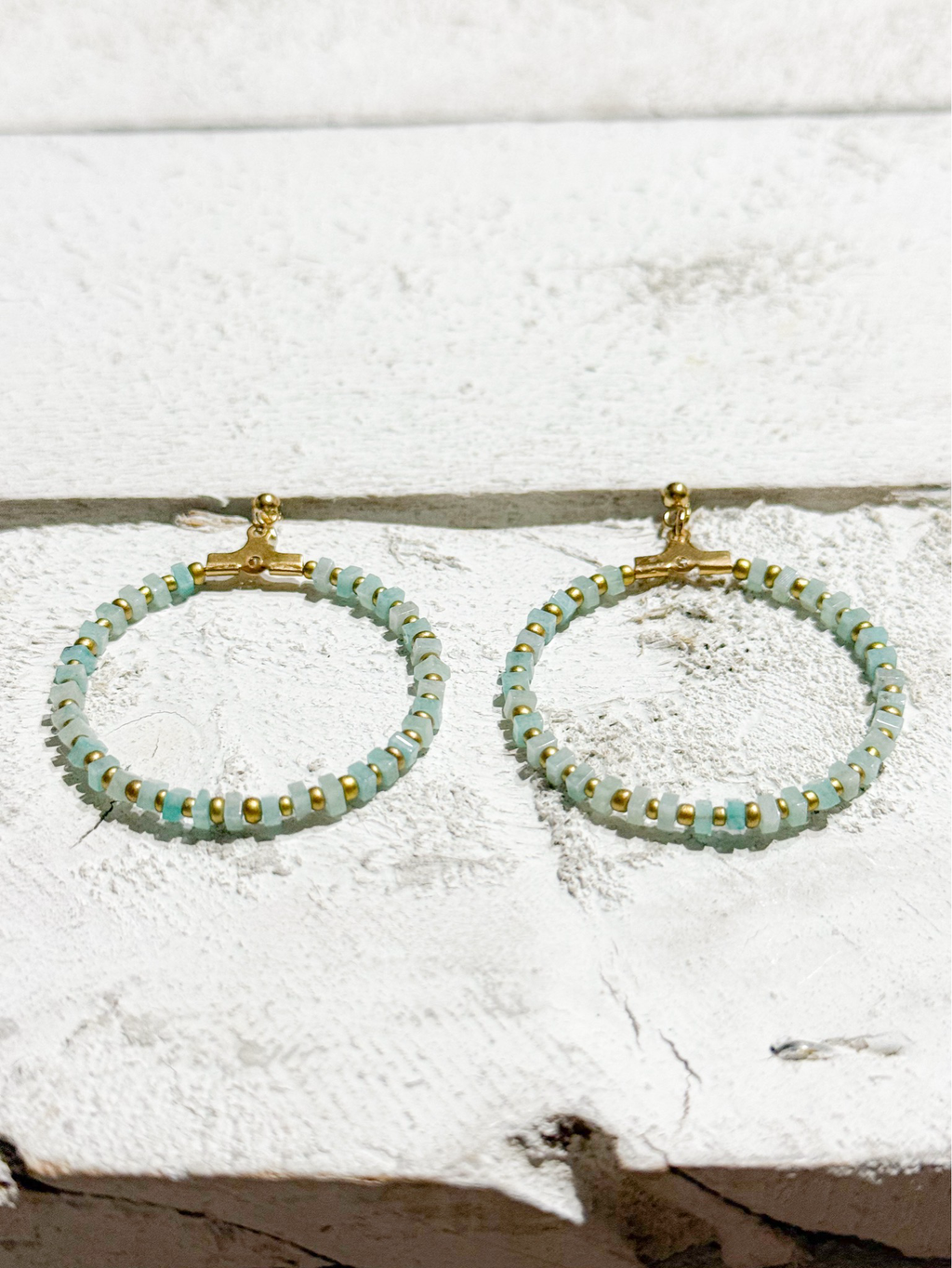 Pendientes aro piedra agua