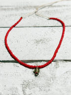 Gargantilla rojo coral colgante
