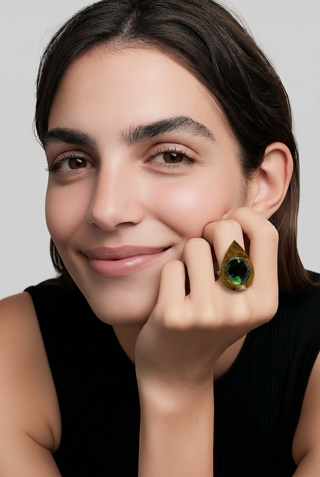 Anillo gota bronce verde