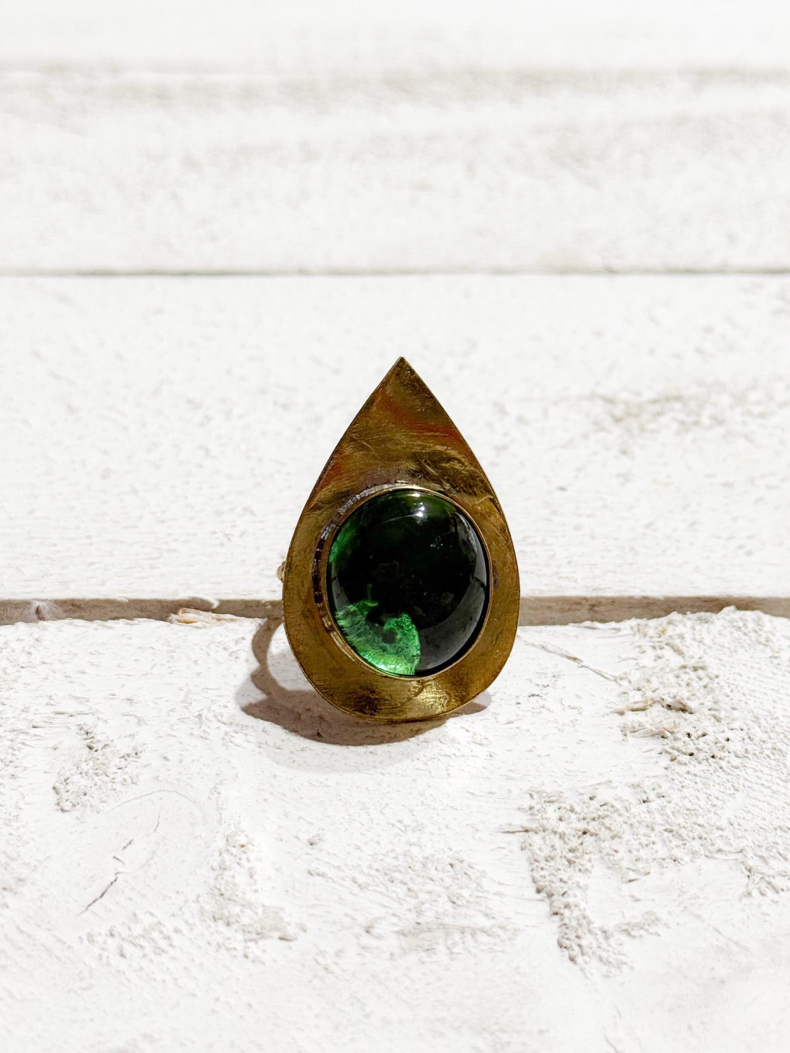 Anillo gota bronce verde