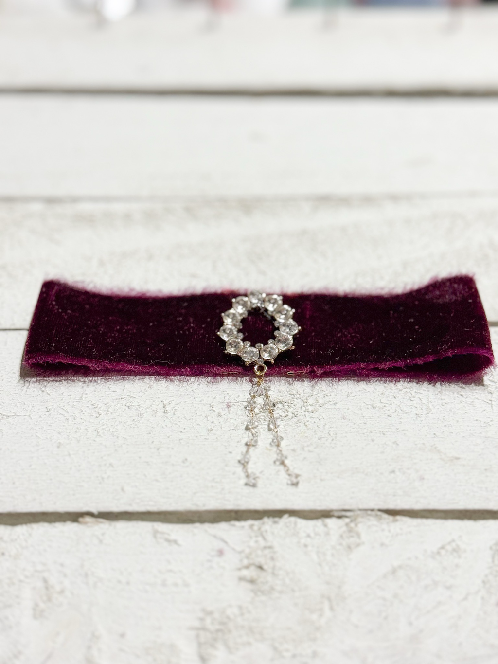 Gargantilla Choker terciopelo vintage granate