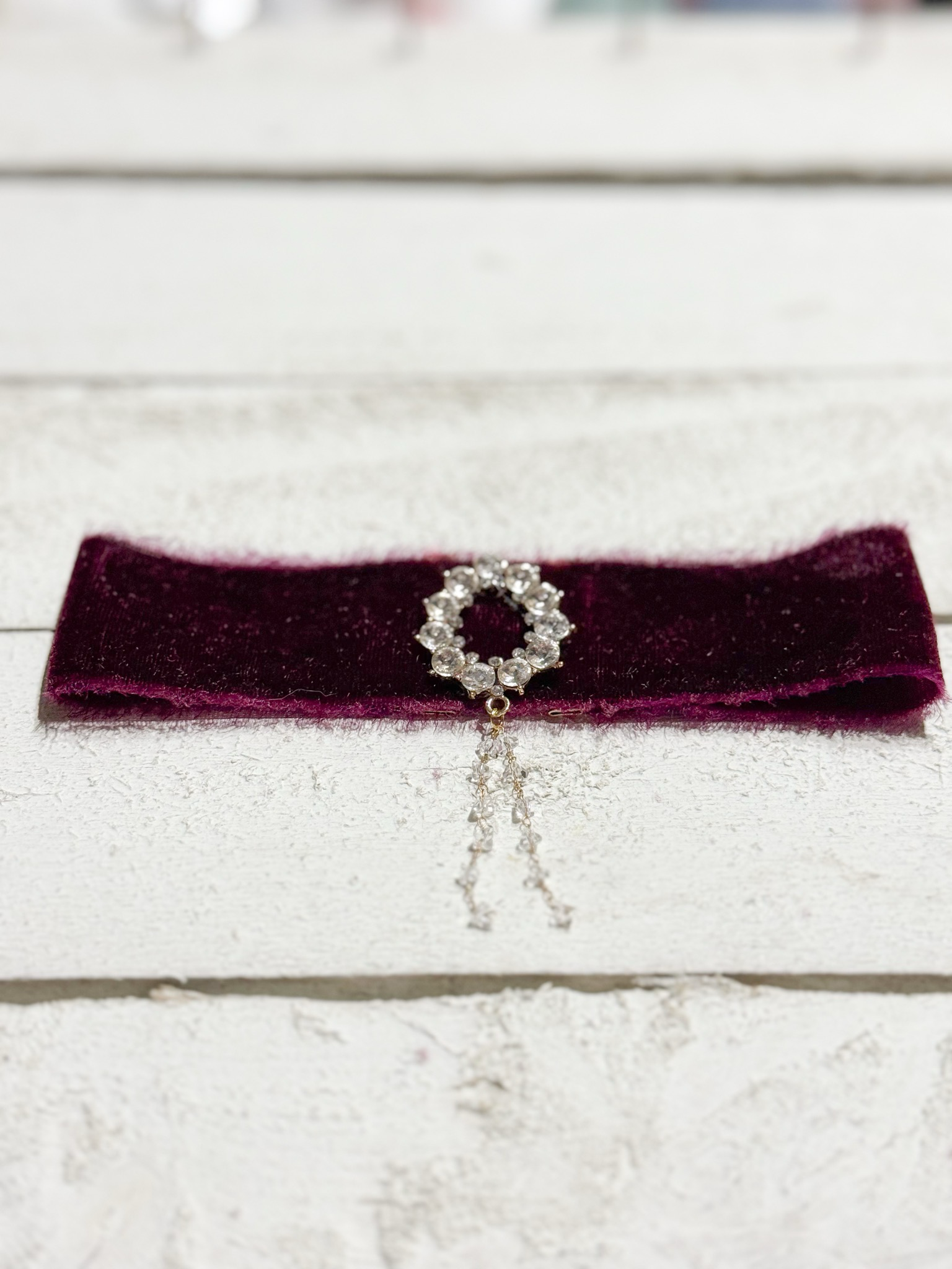 Gargantilla Choker terciopelo vintage granate