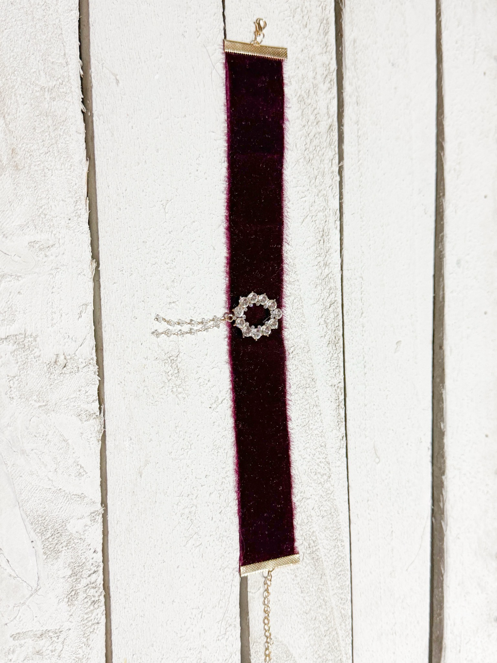 Gargantilla Choker terciopelo vintage granate