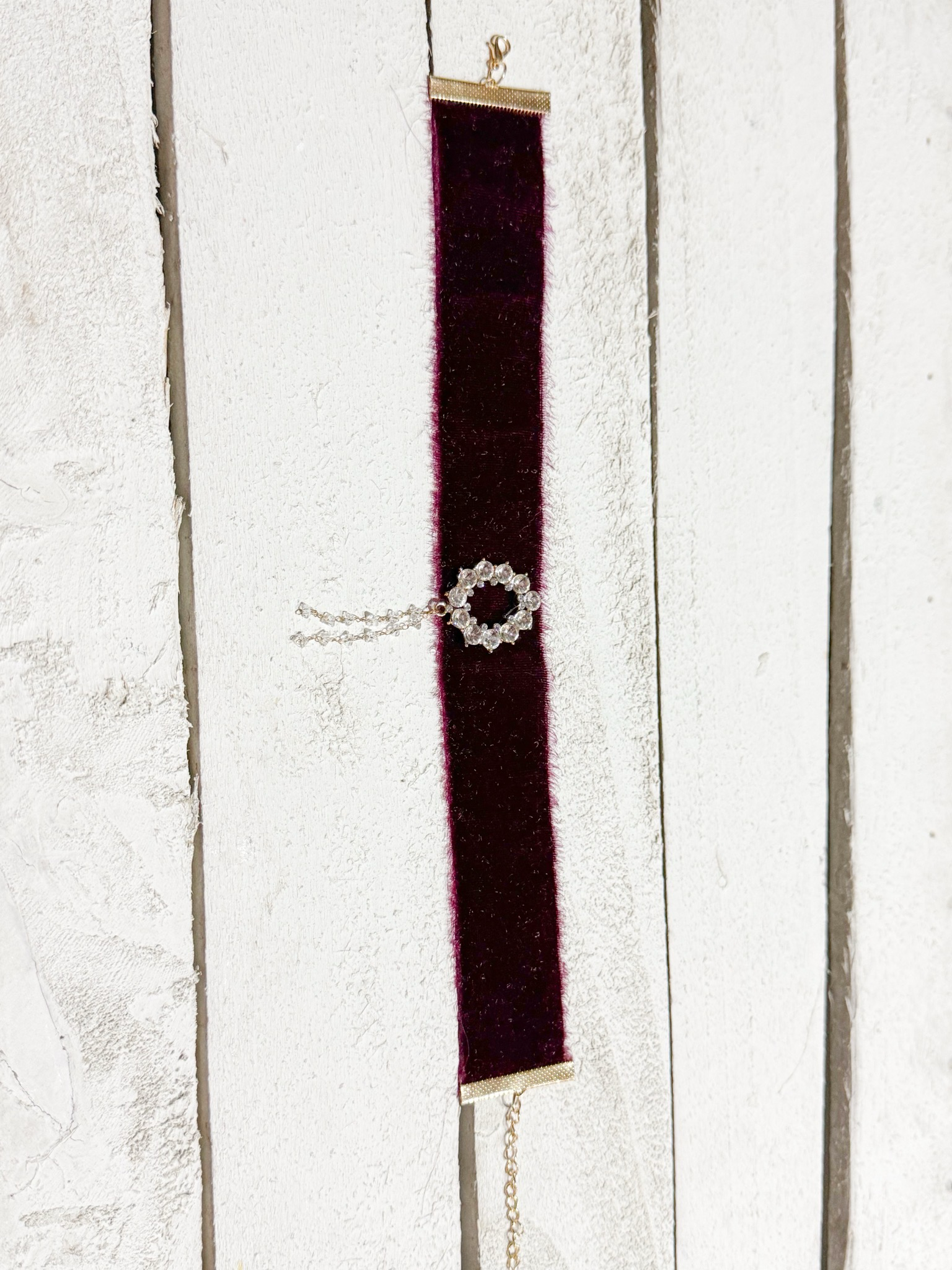 Gargantilla Choker terciopelo vintage granate