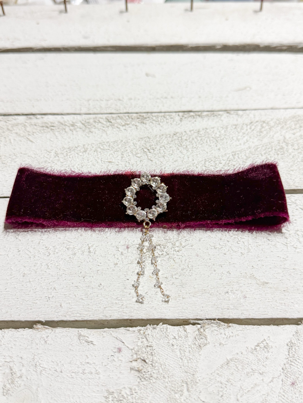 Gargantilla Choker terciopelo vintage granate