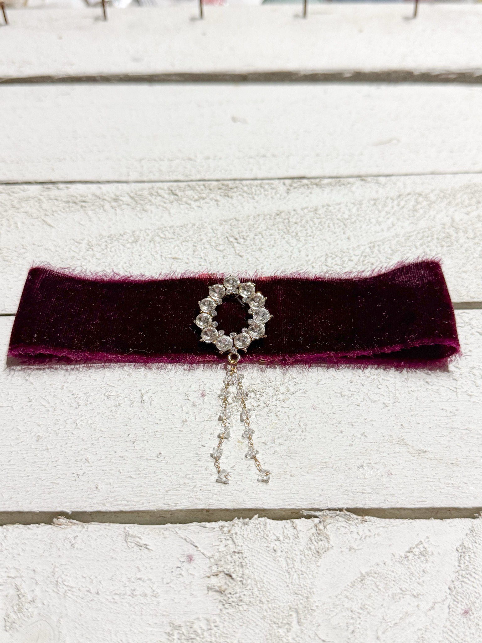 Gargantilla Choker terciopelo vintage granate