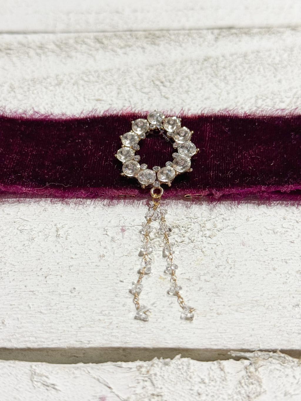 Gargantilla Choker terciopelo vintage granate