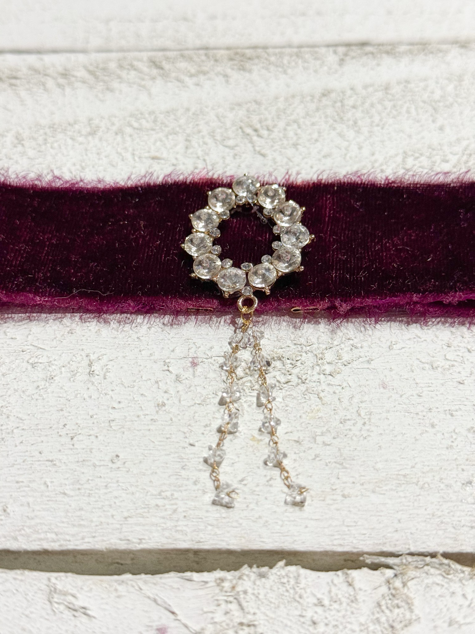 Gargantilla Choker terciopelo vintage granate