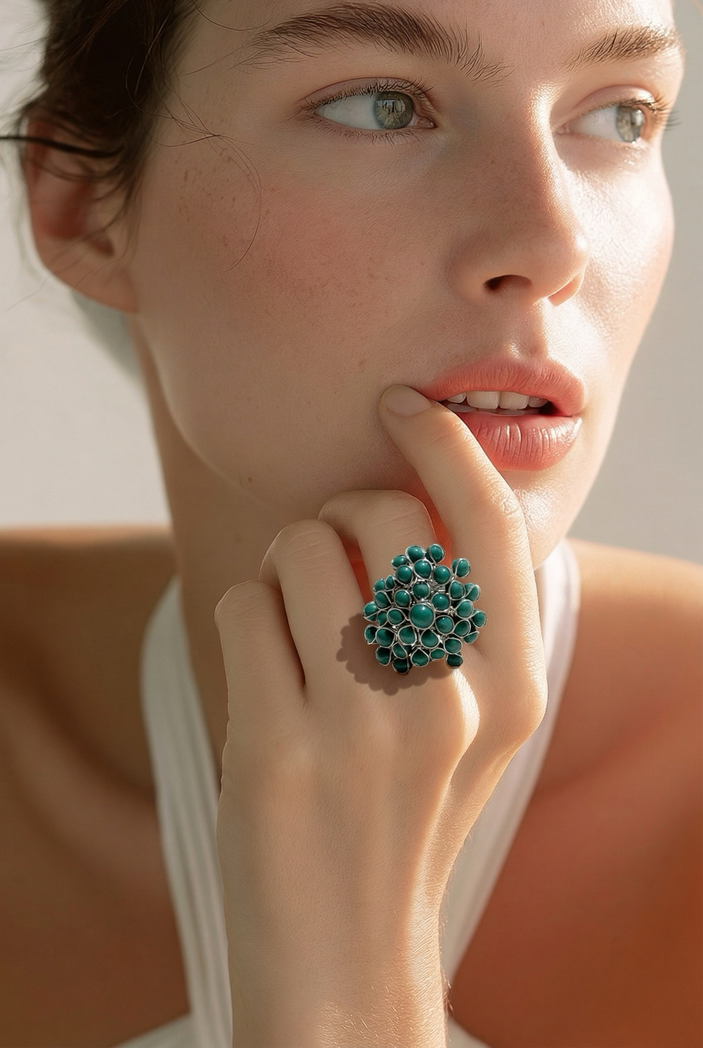 Anillo alambre turquesa
