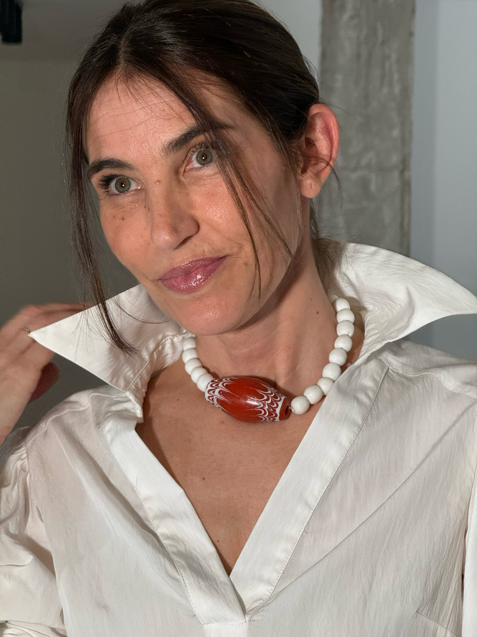 Gargantilla tribal rojo pieza XL