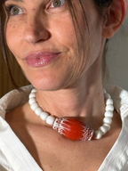 Gargantilla tribal rojo pieza XL