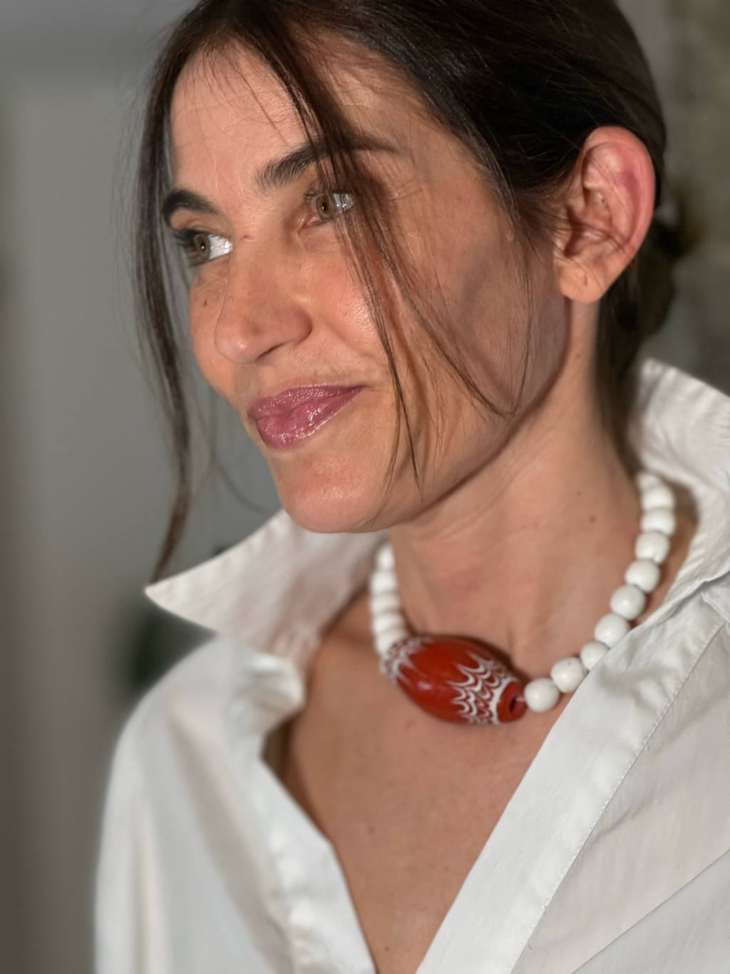 Gargantilla tribal rojo pieza XL