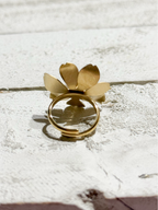 Anillo flor acero