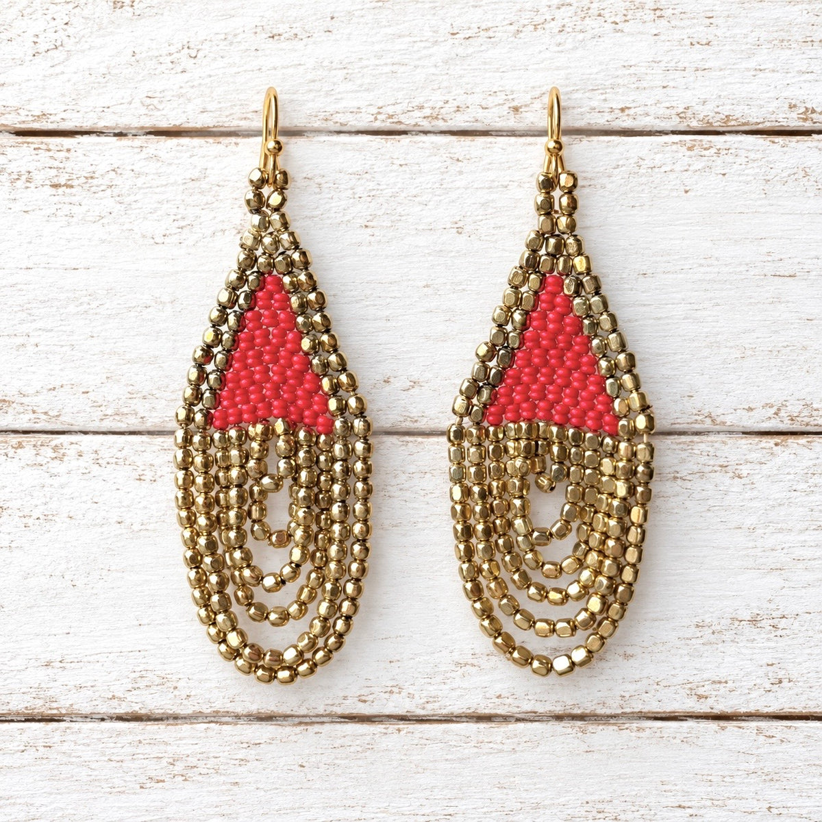 Pendientes cortina gota rojo