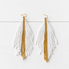 Pendientes miyuki blancos tiras doradas