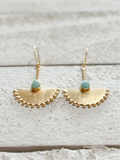 Pendientes abanico amazonita dorado mate