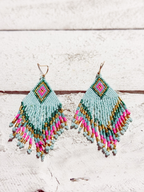 Pendientes miyuki rombo azul claro